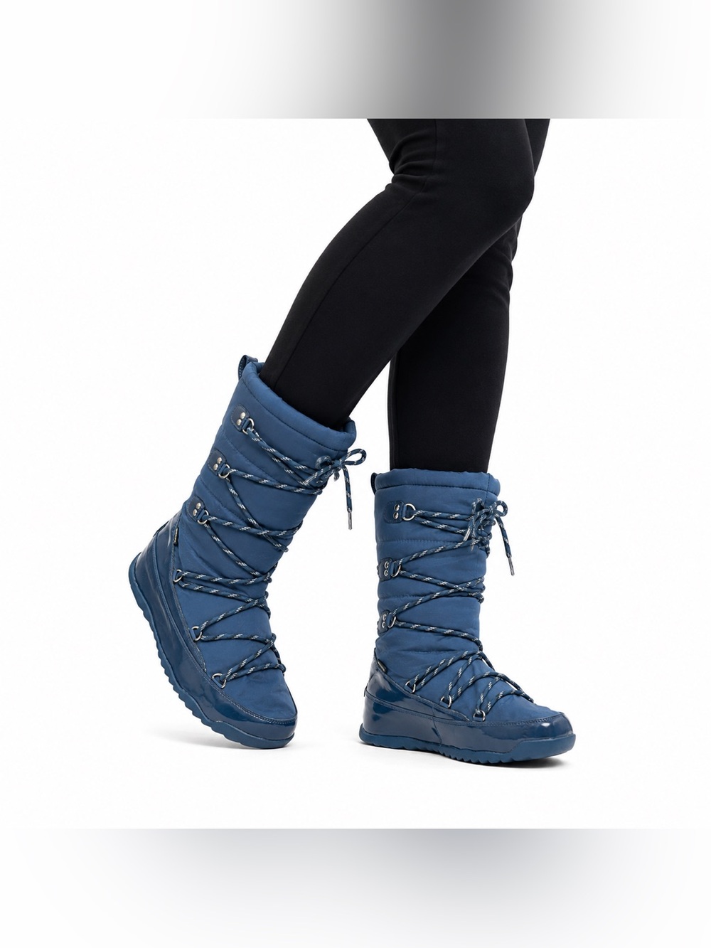 FitFlop Blitz Boot Snow Boot Blue Patent Leather Snugtech Waterproof SZ 10